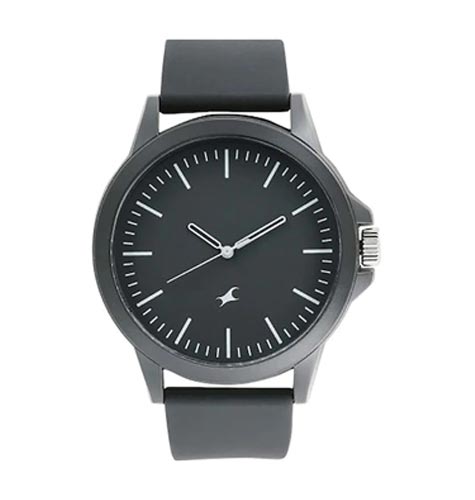 Unisex Black Dial & Silicon Straps Analogue Watch 38024PP25